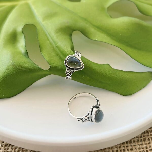 ANEL GOTA / PEDRAS NATURAIS - PRATA 925 - LABRADORITA, 17