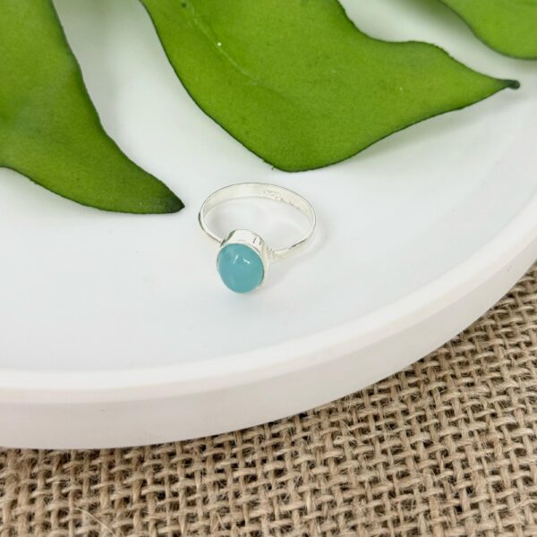 ANEL PEDRAS NATURAIS OVAL - PRATA BALI 925 - CALCEDÔNIA AZUL, 16
