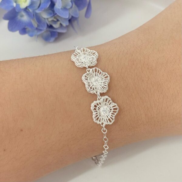 PULSEIRA FLORES / RENDA ITALIANA - PRATA 925