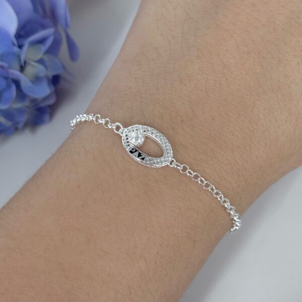 PULSEIRA PAZ COM ZIRCÔNIA CRISTAL / RENDA ITALIANA - PRATA 925