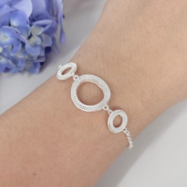 PULSEIRA CÍRCULOS / RENDA ITALIANA - PRATA 925