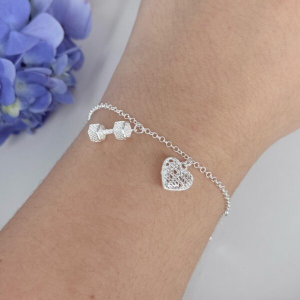 PULSEIRA CORAÇÃO E HALTER /  RENDA ITALIANA - PRATA 925