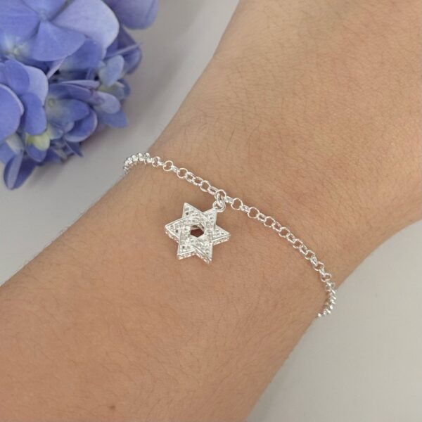 PULSEIRA ESTRELA DE DAVI / RENDA ITALIANA - PRATA 925