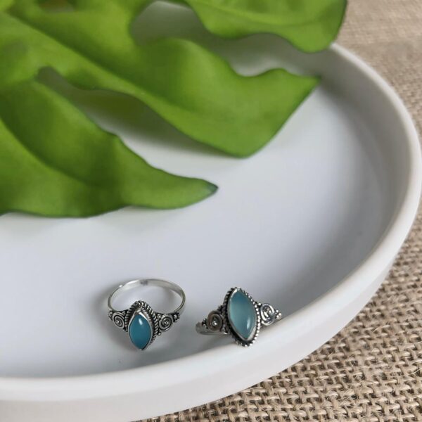 ANEL NAVETE / PEDRAS NATURAIS - PRATA BALI 925 - CALCEDÔNIA AZUL, 13