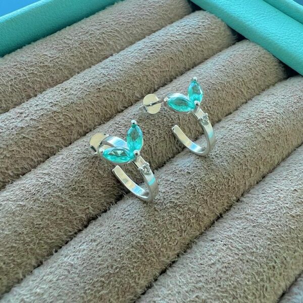 Brinco Argolinha Meia Asa Color Turmalina Prata 925