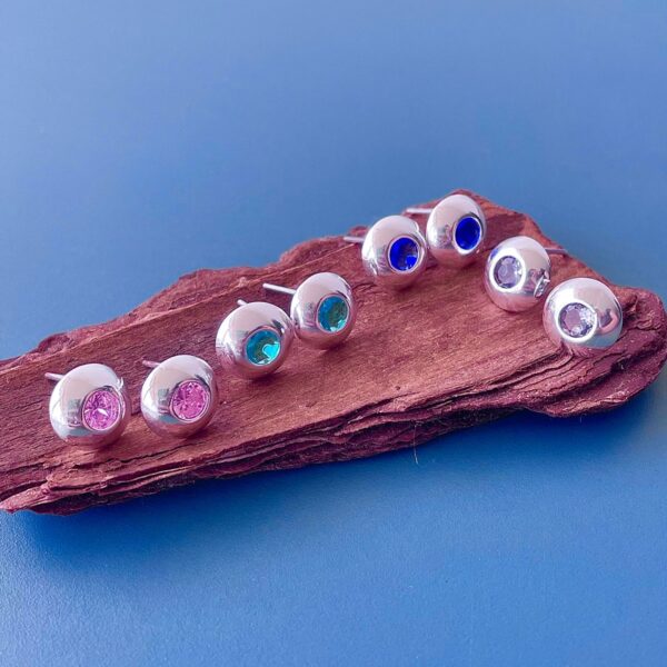 Brinco Redondo Colorido Prata 925