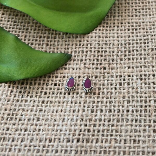 BRINCO GOTA / PEDRA NATURAL - PRATA BALI 925 - Rubi