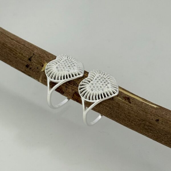 ANEL CORAÇÃO CRAVEJADO - PRATA 925 - 16