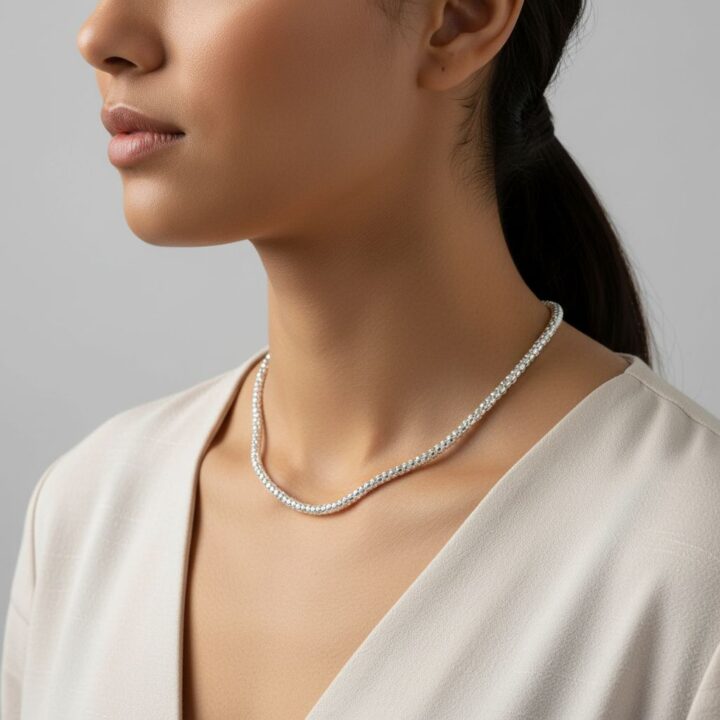 COLAR FIO PIPOCA / 45 CM - PRATA 925