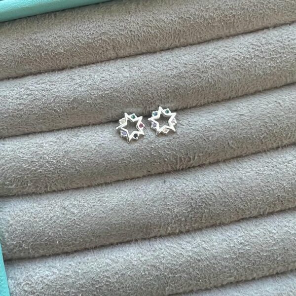 BRINCO ESTRELA COLOR - PRATA 925