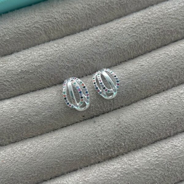 BRINCO MEIA ARGOLA COLORS - PRATA 925