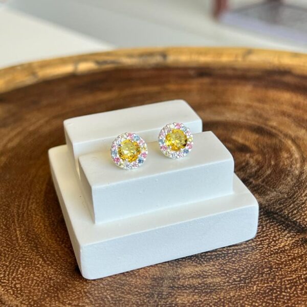 BRINCO FLOWER CITRINO G - PRATA 925