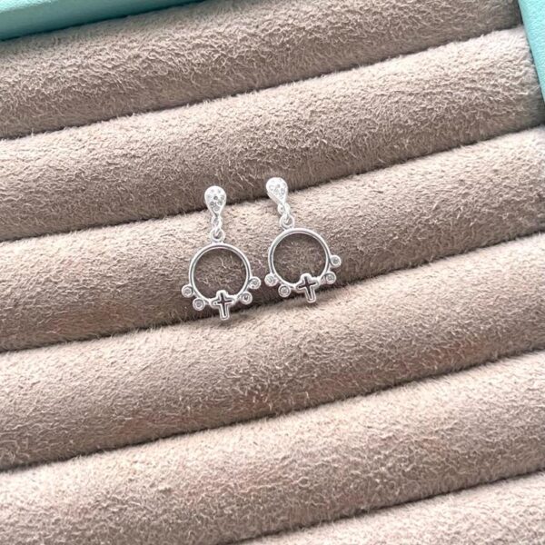 BRINCO CÍRCULO COM CRUZ - PRATA 925