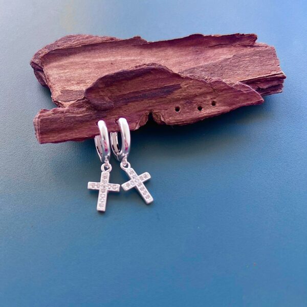 ARGOLINHA CLICK CRUZ CRAVEJADO - PRATA 925