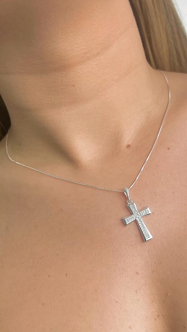 COLAR CRUCIFIXO CREVEJADO - PRATA925