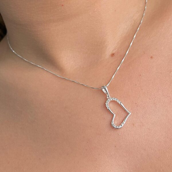 COLAR CORAÇÃO VAZADO - PRATA 925