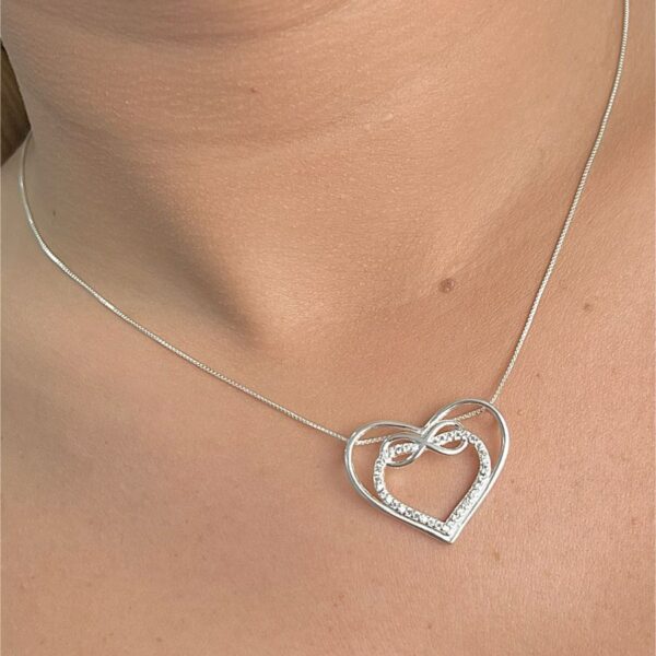COLAR CORAÇÃO INFINITO - PRATA 925