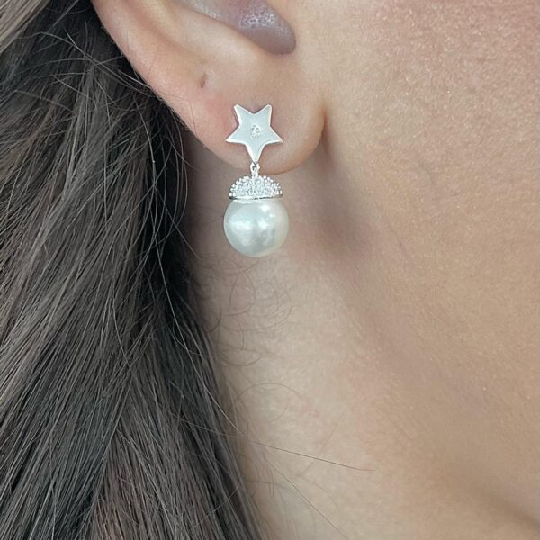 BRINCO PÉROLA ESTRELA - PRATA  925
