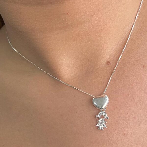 COLAR MENINA CRAVEJADA - PRATA 925