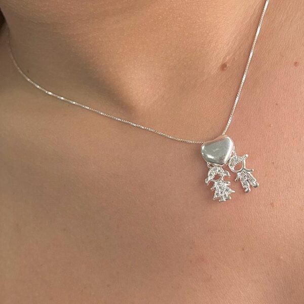 COLAR MENINA E MENINO CRAVEJADO -PRATA 925