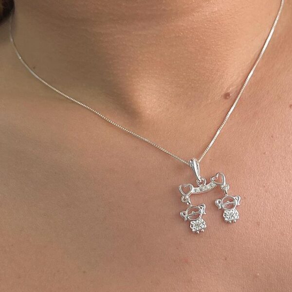 COLAR DUAS MENINAS - PRATA 925