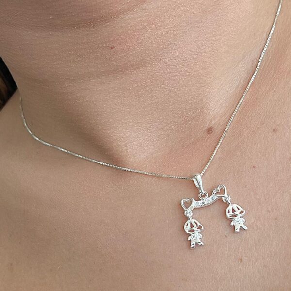 COLAR DOIS MENINOS - PRATA 925