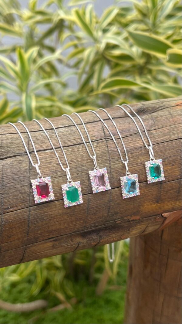 COLAR QUADRADO COLOR - PRATA 925