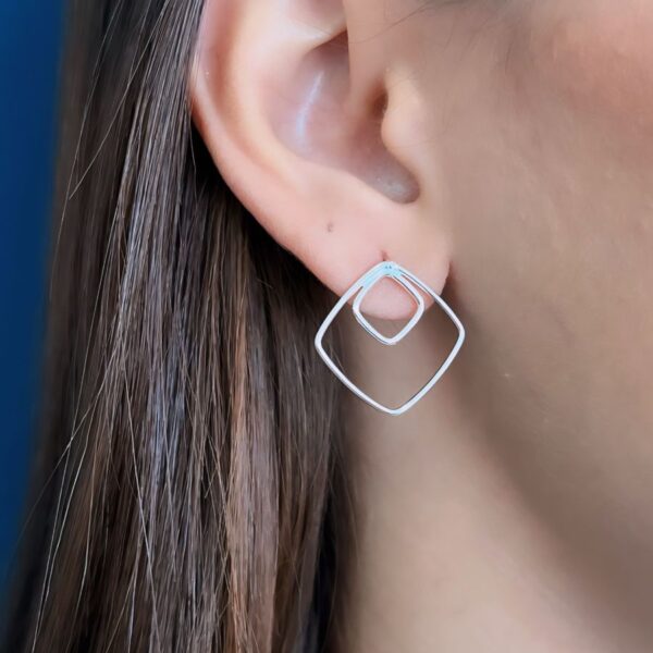 BRINCO LOSANGO DUPLO - PRATA 925