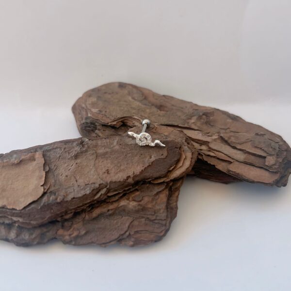 PIERCING ORELHA CRAVEJADO - PRATA 925