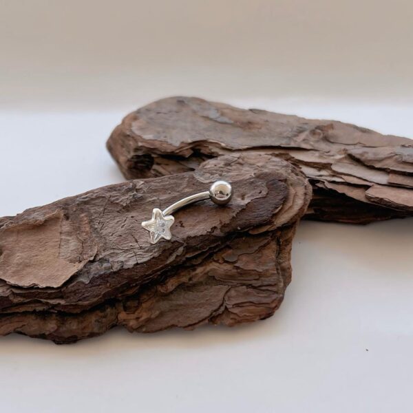 PIERCING UMBIGO ESTRELA - PRATA 925