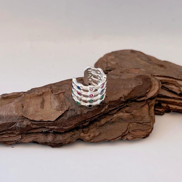 PIERCING FAKE COM ZIRCÔNIAS - PRATA 925