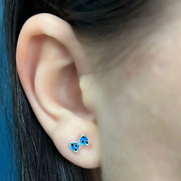 BRINCO INFANTIL LACINHO AZUL - PRATA 925