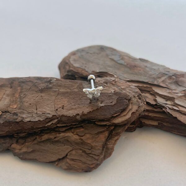 PIERCING ORELHA BORBOLETA - PRATA 925