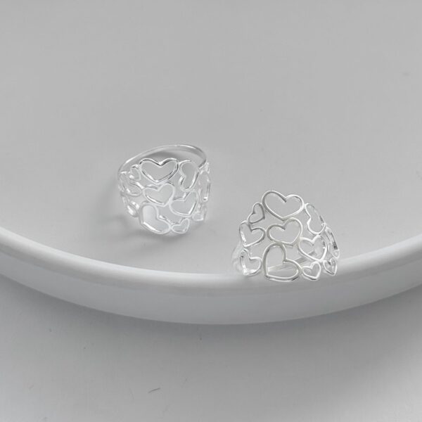 ANEL CORAÇÕES VAZADOS - PRATA 925 - 21