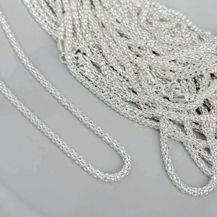COLAR FIO PIPOCA / 45 CM - PRATA 925