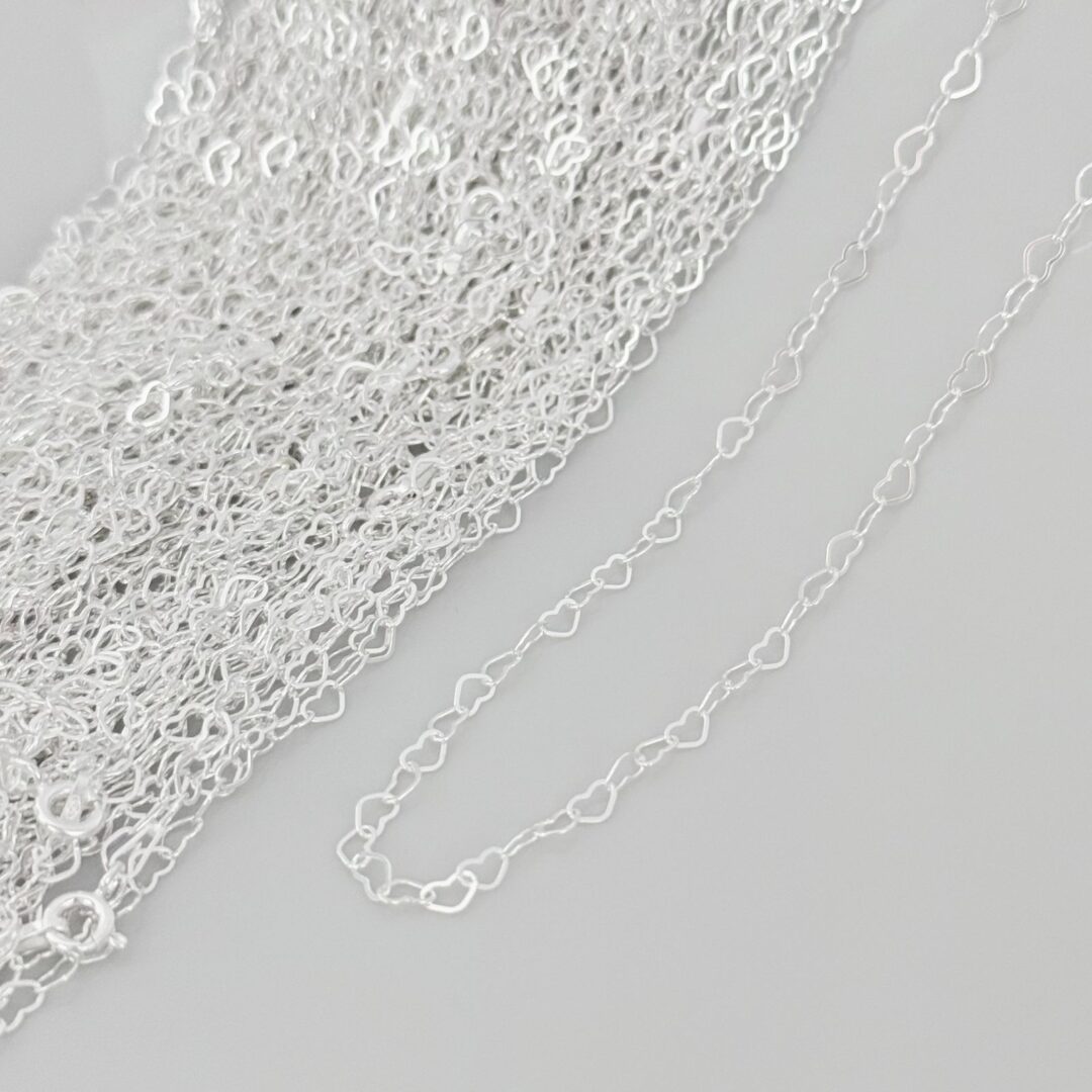 COLAR ELO CORAÇÃO / 40 CM - PRATA 925