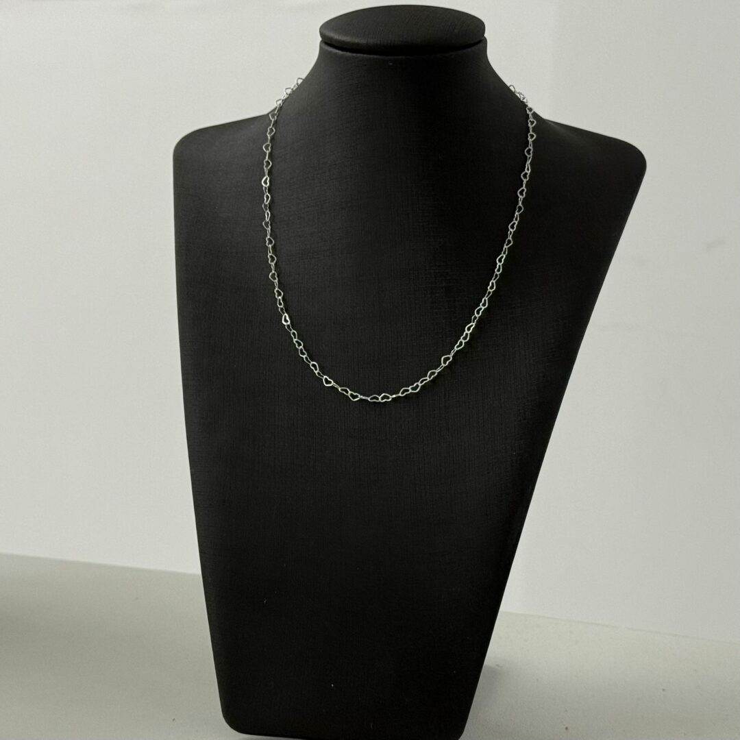 COLAR ELO CORAÇÃO / 40 CM - PRATA 925
