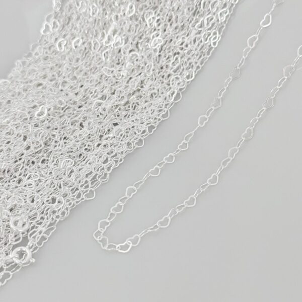 COLAR ELO CORAÇÃO / 45 CM - PRATA 925