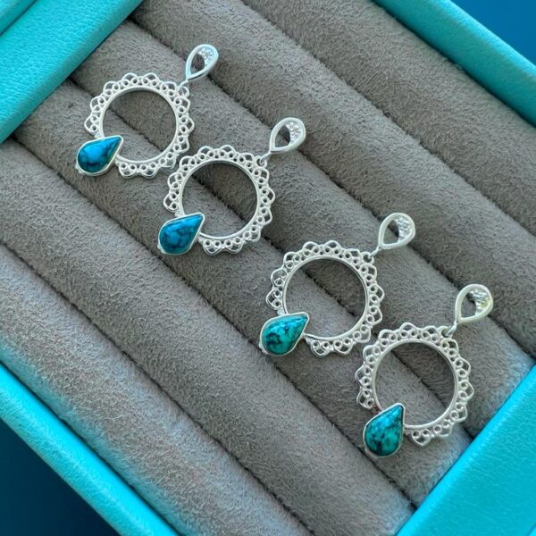 BRINCO PEDRA TURQUESA – PRATA 925