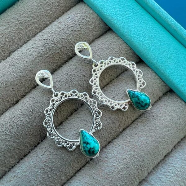 BRINCO PEDRA TURQUESA – PRATA 925 - Verde