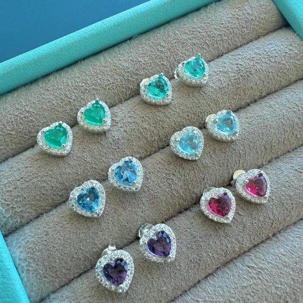 BRINCO CORAÇÃO COLOR - PRATA 925