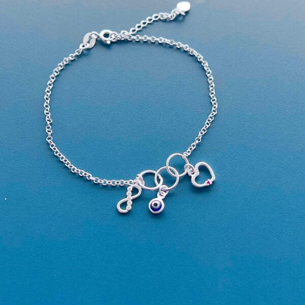 PULSEIRA INFINITO / OLHO GREGO / CORAÇÃO - PRATA 925