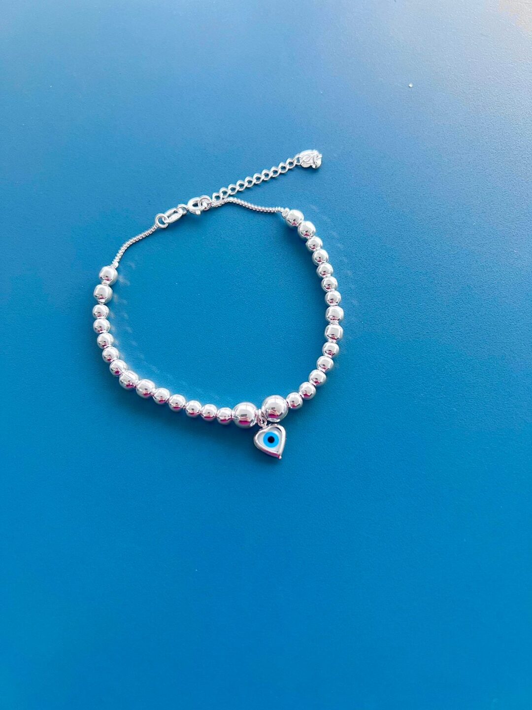 PULSEIRA OLHO GREGO COM BOLINHAS - PRATA 925