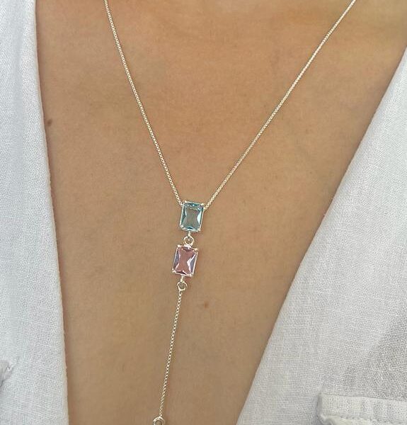 COLAR GRAVATINHA COM ZIRCÔNIAS COLOR - PRATA 925