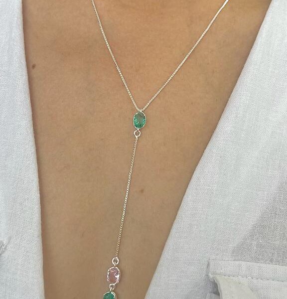 COLAR GRAVATINHA COM ZIRCÔNIAS COLOR - PRATA 925