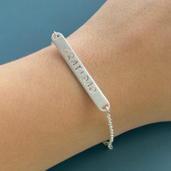 PULSEIRA PLAQUINHA GRATIDÃO - PRATA 925