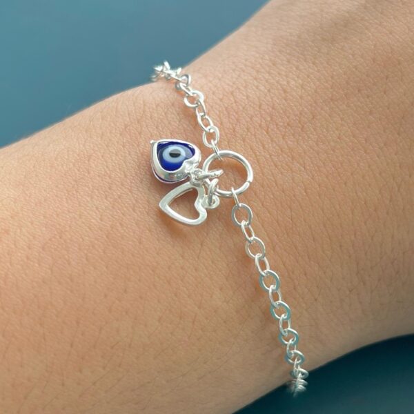 PULSEIRA OLHO GREGO / CORAÇÃO - PRATA 925