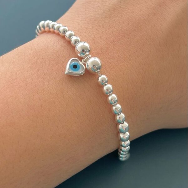 PULSEIRA OLHO GREGO COM BOLINHAS - PRATA 925