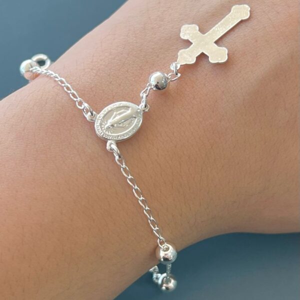 PULSEIRA TERÇO NOSSA SENHORA DAS GRAÇAS - PRATA 925