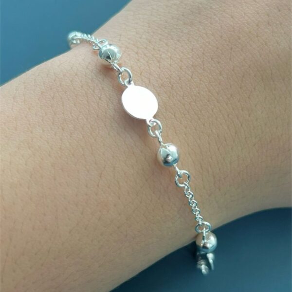 PULSEIRA MEDALHINHA COM BOLINHA - PRATA 925